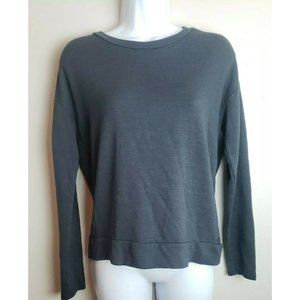 American Eagle Outfitters Womens Shirt Small Long Sleeve Slit Back Dark Gray